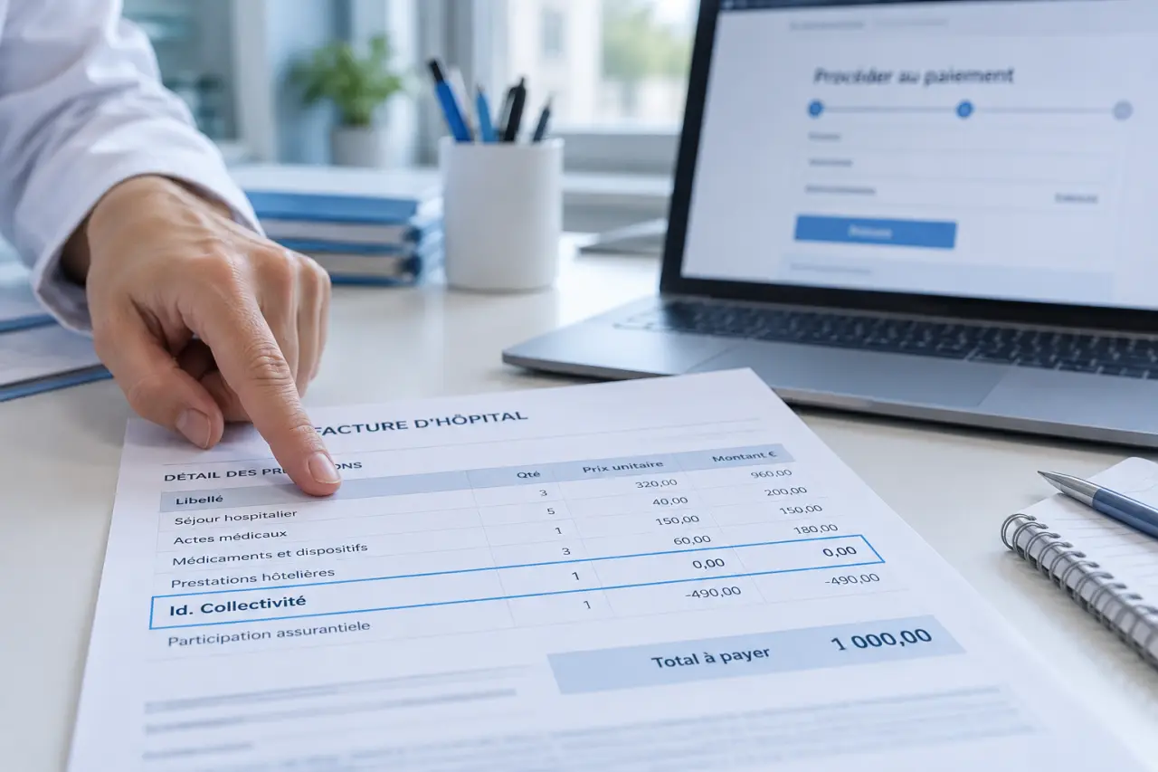 Identifiant structure publique sur une facture d’hôpital : repérez « Id. Collectivité » avant de payer