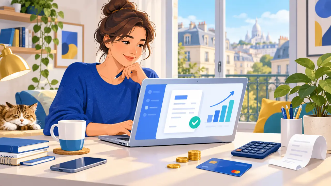 Freelance organisant sa facturation et son budget sur un ordinateur