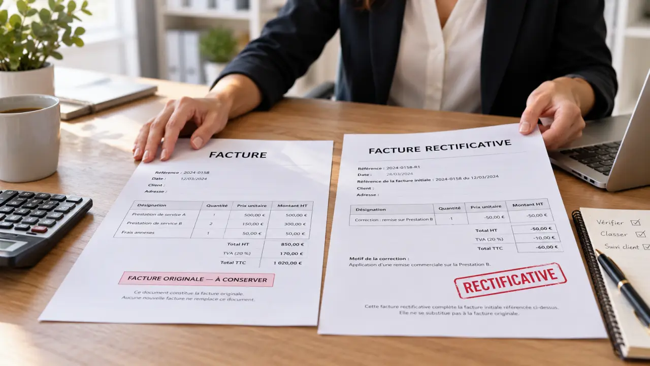 Facture rectificative : corriger sans effacer l’original ni facturer deux fois